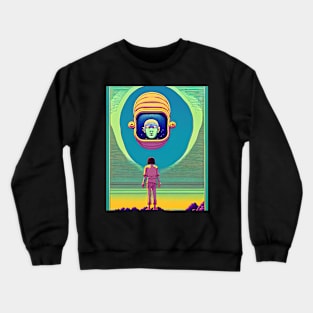 Girl Stumbles Upon Floating Alien Head Crewneck Sweatshirt